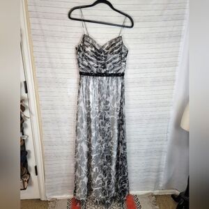 HAILEY by ADRIANNA PAPPELL FLORAL BEADED DROP WAIST MAXI DRESS, SZ 6